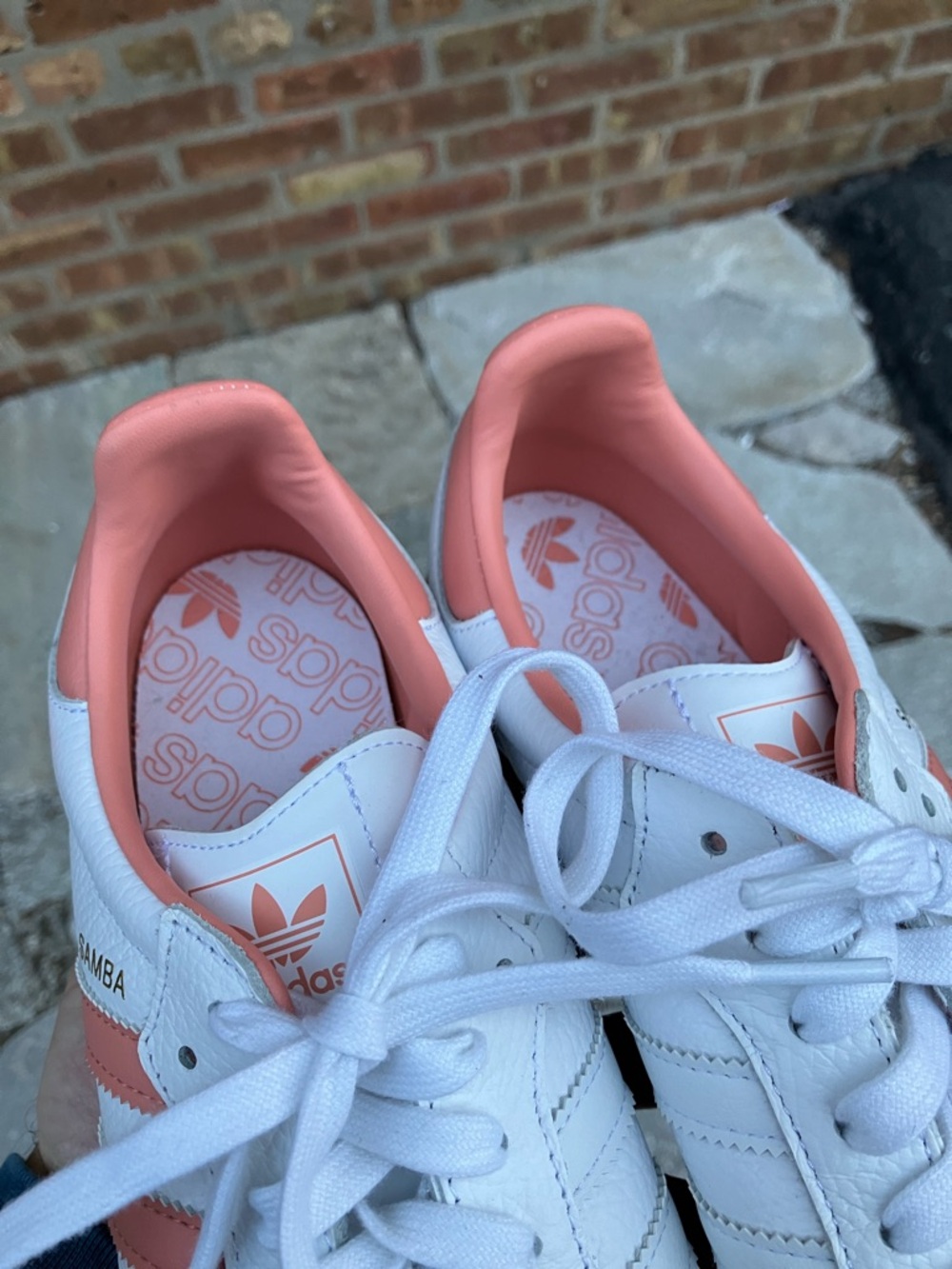 Adidas Samba Leather Sneakers in White & Coral - Picture 10 of 16